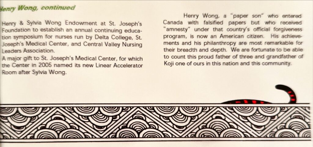 Page 1 of an article entitled "Henry Wong, Citizen of the Year"